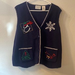 Basic Editions plus Holiday button down fleece vest size X